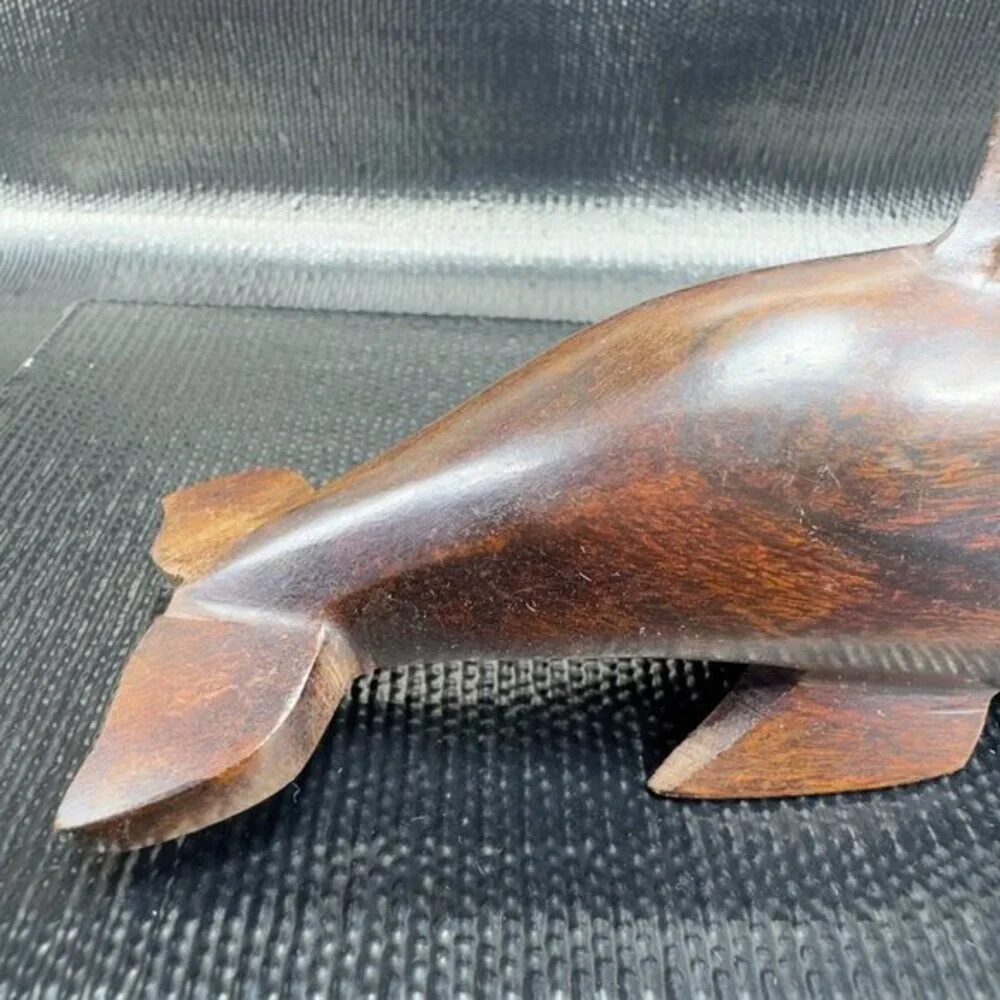 Hand Carved Ironwood Figurine Wood Carving‎ Made Mexico Dolphin Figurine Vintage
